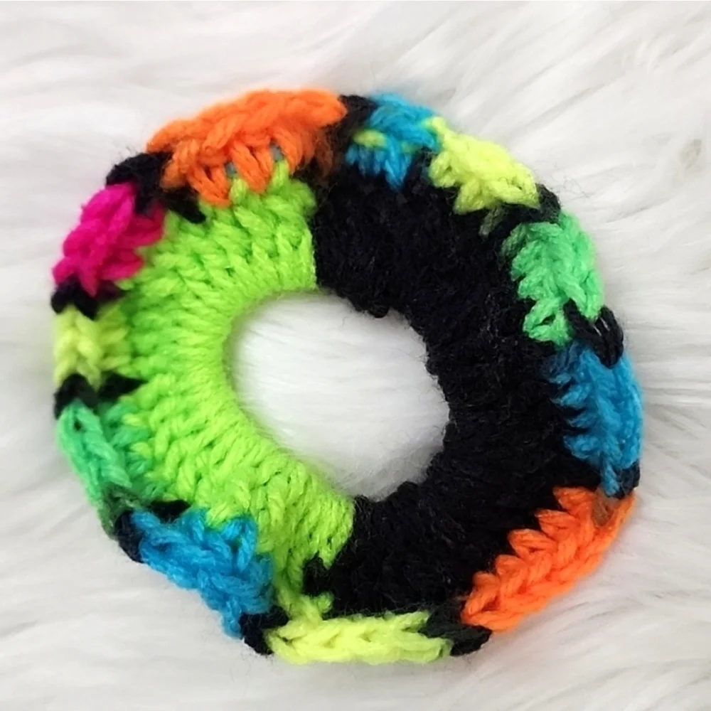 Handmade Textured Crocheted Scrunchies Ponytail Holder Hair Tie Set Of 4 - New